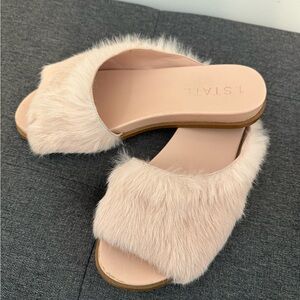 Women's Pink Rabbit Fur Slide Sandals